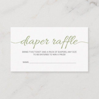 Carte De Visite Baby shower vert olive Raffin Insérer le billet