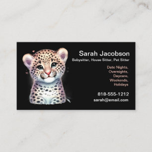 Carte De Visite Baby-sitter, gardien de maison, garde d'animaux