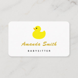Carte De Visite Babysitter à canard jaune minimal