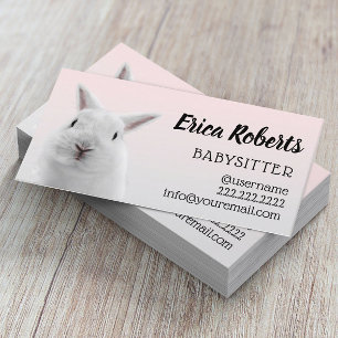 Carte De Visite Babysitter Cute Bunny Rabbit Babysitting Garde d'e