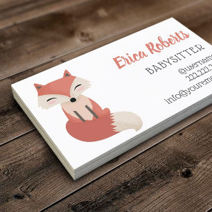 Carte De Visite Babysitter Cute Little Fox Babysitting Service