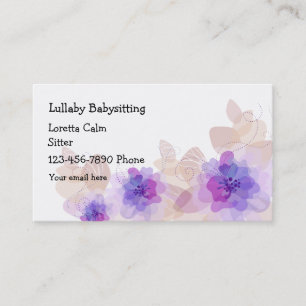 Carte De Visite Babysitter florale simple