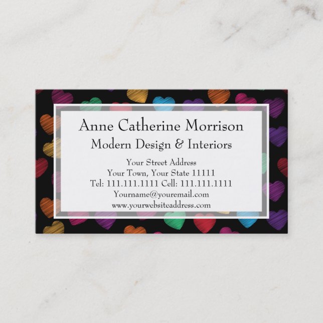 Carte De Visite Babysitter heureuse de coeurs, Childcare, (Devant)