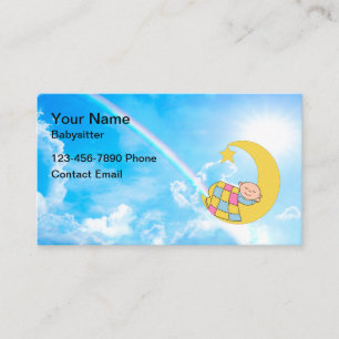 Carte De Visite Babysitter mignon Ciel arc-en-ciel