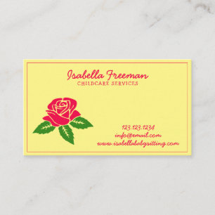 Carte De Visite Babysitter Moderne Floral Rose Fille Babysitting B