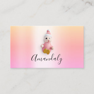 Carte De Visite Babysitter Nanny Garderie Garderie Pink Cute Doll