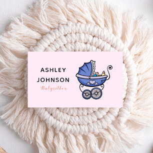 Carte De Visite Babysitter Nanny Soignante Mignonne poussette Ador