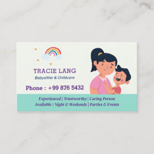 Carte De Visite Babysitter Professionnel   Cute arc-en-ciel