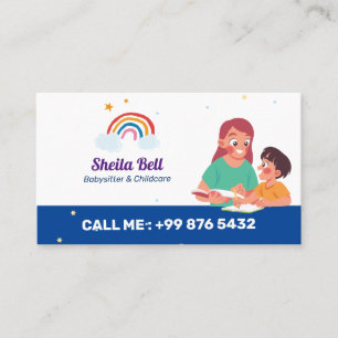 Carte De Visite Babysitter Professionnel   Cute arc-en-ciel