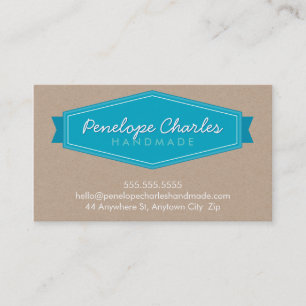 Carte De Visite BADGE MODERNE LOGO bleu turquoise brillant kraft