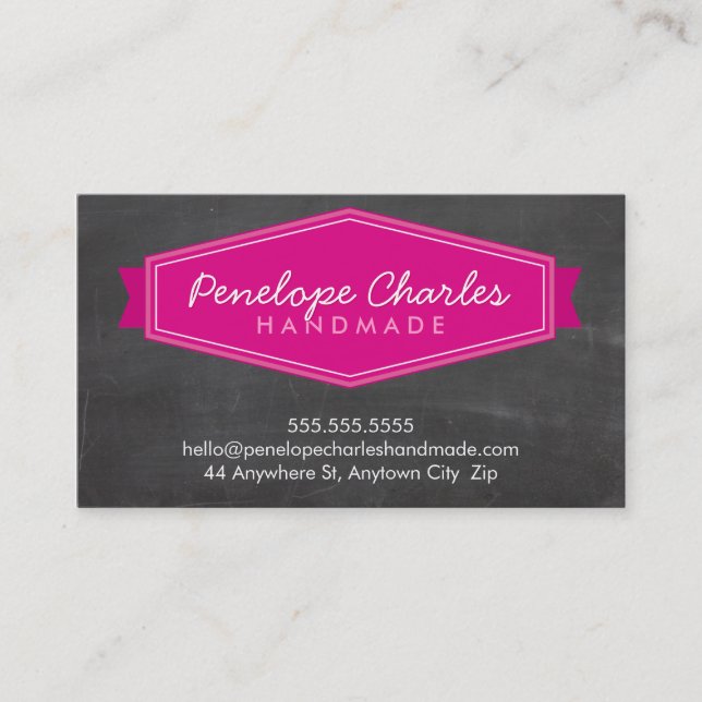 Carte De Visite BADGE MODERNE LOGO tableau rose vif (Devant)