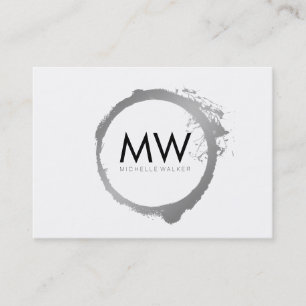 Carte De Visite Bague d'argent Faux élégant avec Monogramme chic