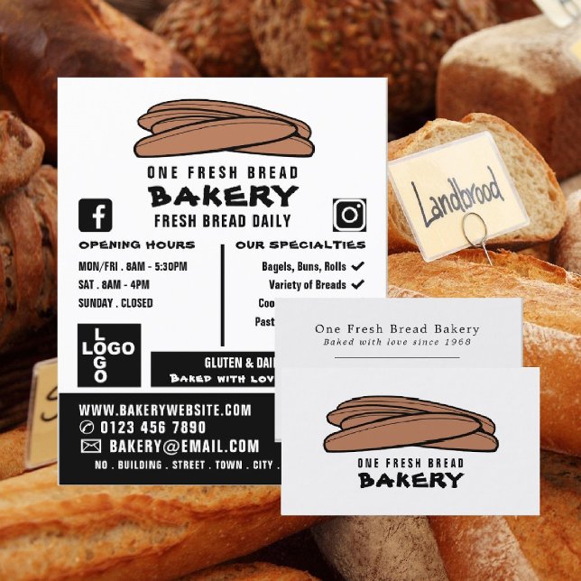 Carte De Visite Baguettes fraîches, Boulangeries, Boulangerie (Créateur téléchargé)