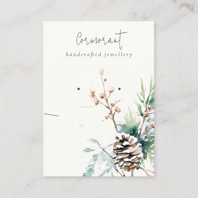 Carte De Visite Baies blanches d'hiver de neige portant collier (Devant)