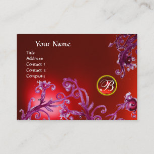 Carte De Visite BAIES MAGIQUES MONOGRAMME, rouge rubis