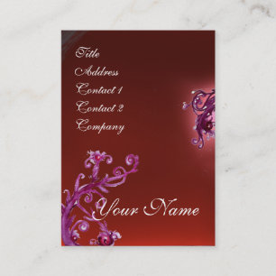 Carte De Visite BAIES MAGIQUES MONOGRAMME violet rouge