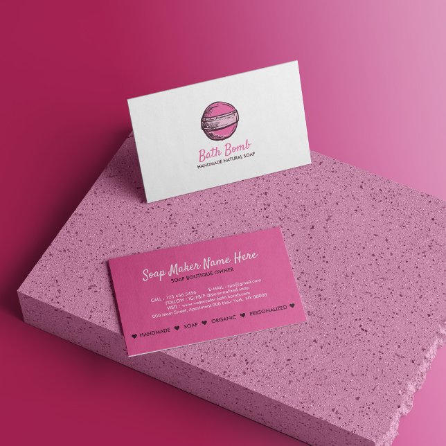 Carte De Visite Bain Bomb Spa de savon naturel Cercle rose (Bath Bomb Natural Soap Spa Circle Pink Business Card)