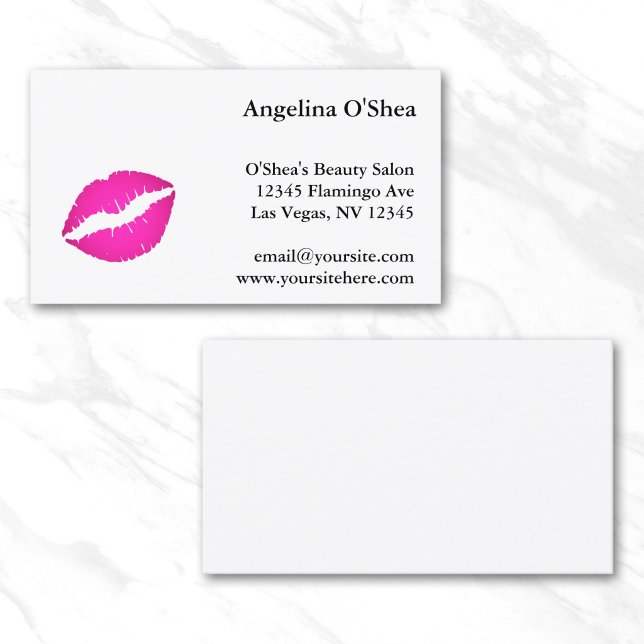 Carte De Visite Baiser Rose Chaud (Hot Pink Lipstick Makeup Artist Business Card)