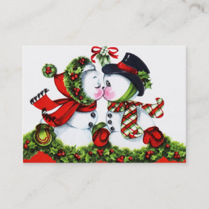 Carte De Visite Baisers des couples de bonhomme de neige