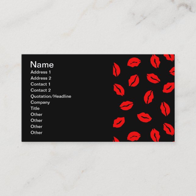 Carte De Visite baisers motif BLACK RED (Devant)