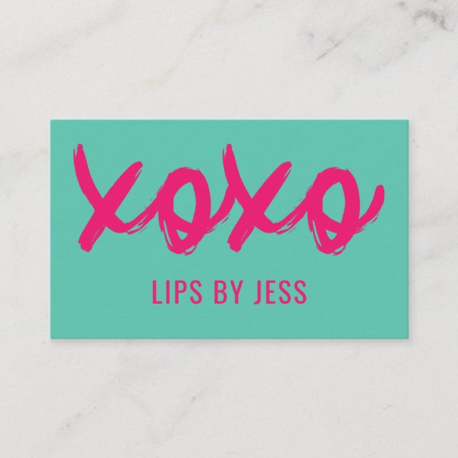 Carte De Visite Baisers XOXO Rose Et Mint | Lipsense (Devant)