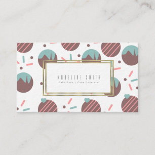 Carte De Visite Baker Cake Pops Coeur Sprinkles Décorateur de gâte