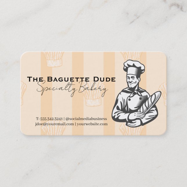 Carte De Visite Baker Holding Baguette (Devant)