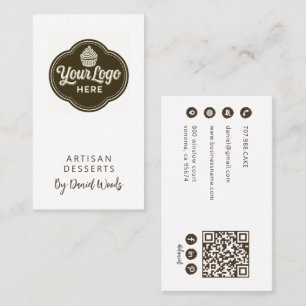 Carte De Visite Baker Logo personnalisé Code QR Brun Espresso