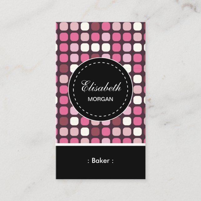 Carte De Visite Baker - Motif rose Polka (Devant)