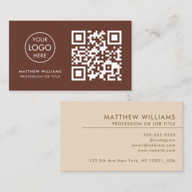 Carte De Visite Baker Professional QR Code Logo Moderne (Devant / Derrière)