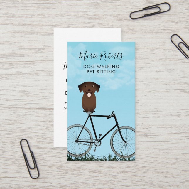 Carte De Visite Balade de chien, Assis pour animaux de compagnie,  (Devant/Arrière en situation)