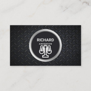 Carte De Visite Balance de justice en acier noir métallique Avocat