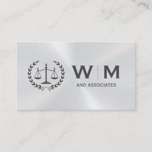 Carte De Visite Balance de la Justice Monogramme Métal Brillant
