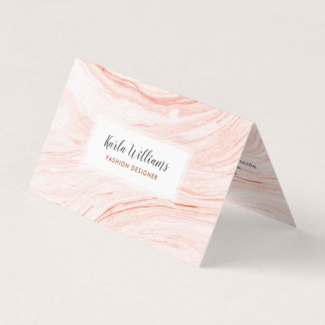 Carte De Visite Balances en marbre blanc et Rose-or (Devant)