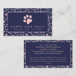 Carte De Visite Balanceuse de chien rose bleu Sitter pour animaux