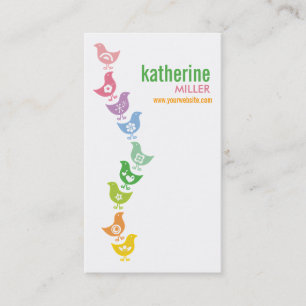 Carte De Visite Balancing Colorful Retro Rainbow Chicks Whimsical