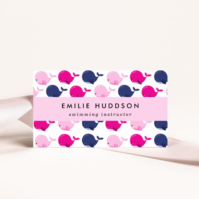 Carte De Visite Baleines mignonnes, Instructeur de natation, Entra (Créateur téléchargé)