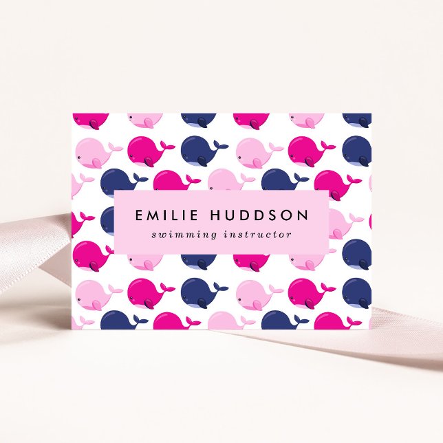 Carte De Visite Baleines mignonnes, Instructeur de natation, Entra (Créateur téléchargé)