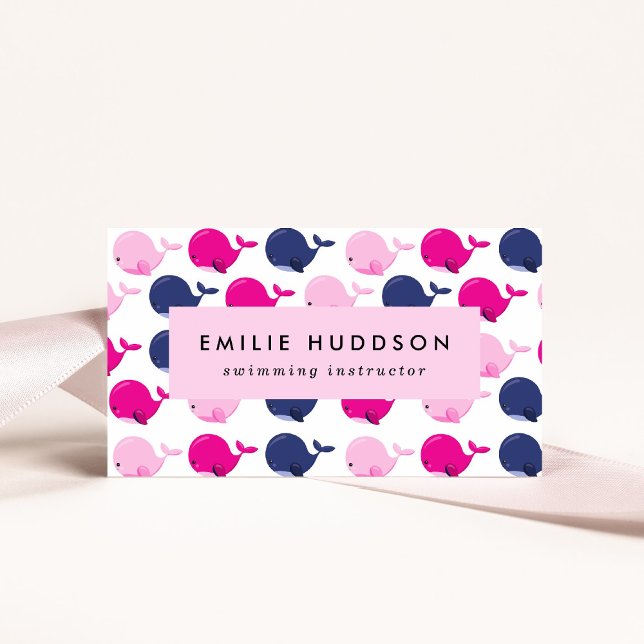 Carte De Visite Baleines mignonnes, Instructeur de natation, Entra (Créateur téléchargé)