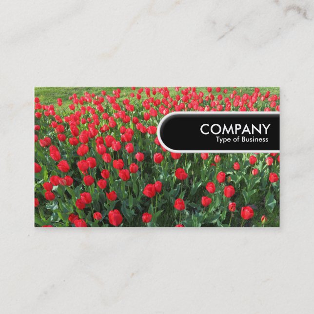 Carte De Visite Balise Arête Arrondie - Lit de Tulipes Rouges 01 (Devant)