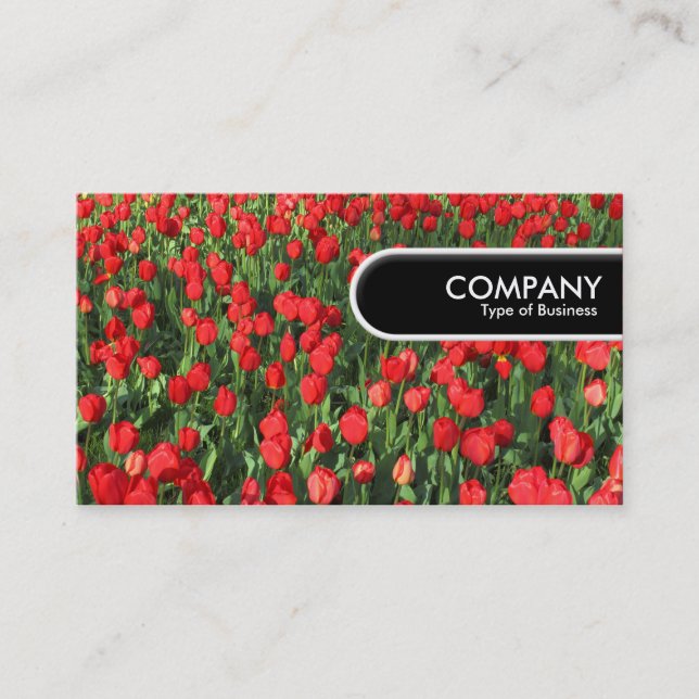 Carte De Visite Balise Arête Arrondie - Lit de Tulipes Rouges 02 (Devant)