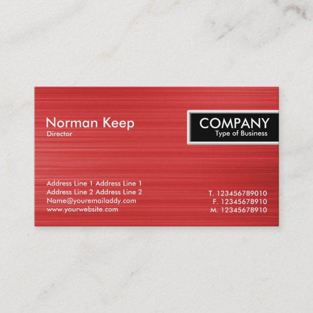 Carte De Visite Balise de bord - Texture rouge brossée (Devant)