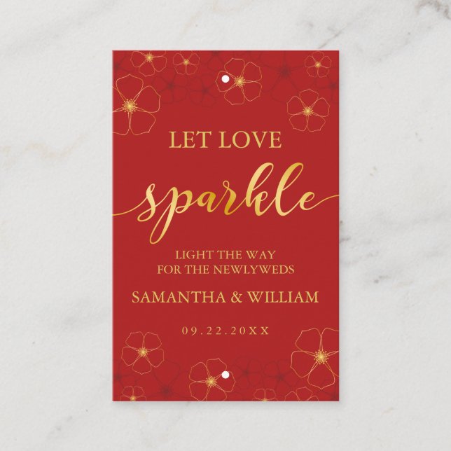 Carte De Visite Balise Mariage Sparkler Cherry Blossoms |Couleur p (Devant)