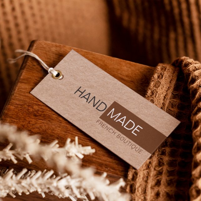 Carte De Visite Balise Rustique Brown Kraft Papier Vêtements Prix  (Rustic Brown Kraft Paper Clothing Price Hang Tag)