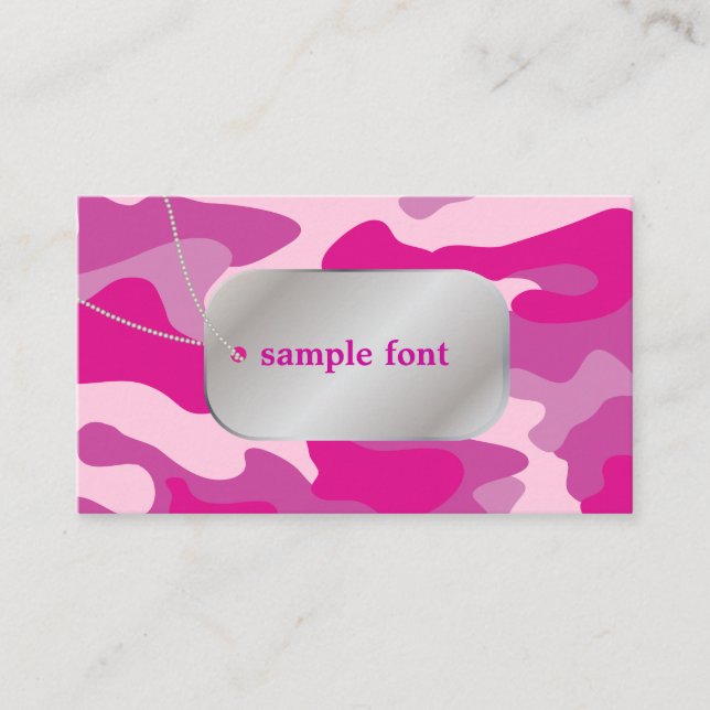 Carte De Visite Balises PixDezines Sassy Pink Camo+Dog (Devant)