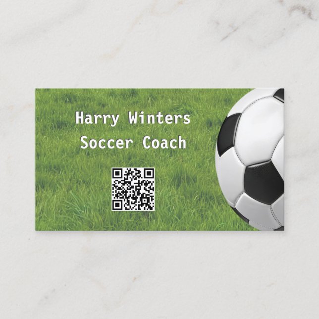 Carte De Visite Balle de football minimale Code QR herbe Football  (Devant)