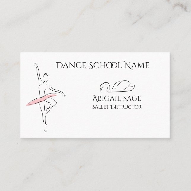 Carte De Visite Ballet Dance Ballerina et Swan Professional (Devant)