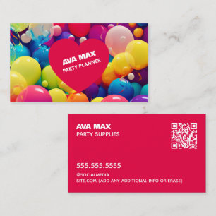 Carte De Visite Ballon du planificateur de partie QR personnalisé