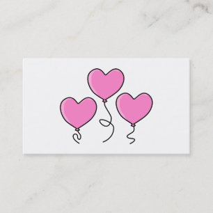 Carte De Visite Ballon rose de coeur avec le contour noir