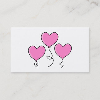 Carte De Visite Ballon rose de coeur avec le contour noir